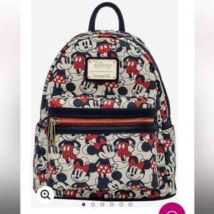 Loungefly Mickey and Minnie AOP Mini Backpack